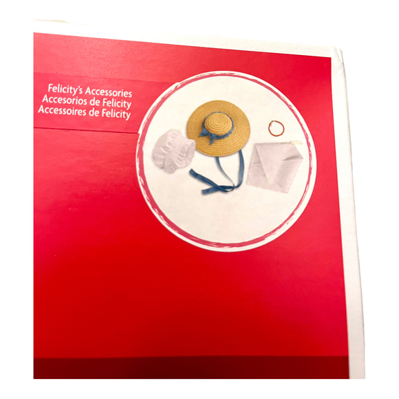 American Girl FELICITY MEET ACCESSORIES Beforever Hat Necklace Fichu Bonnet BOX - Picture 10 of 11